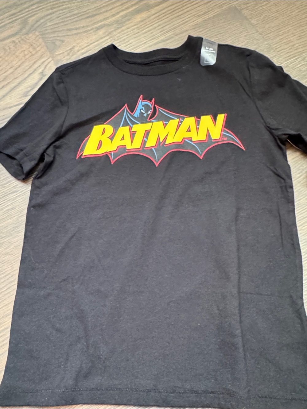 GAP Black Batman Logo Tee with Yellow and Red Accents